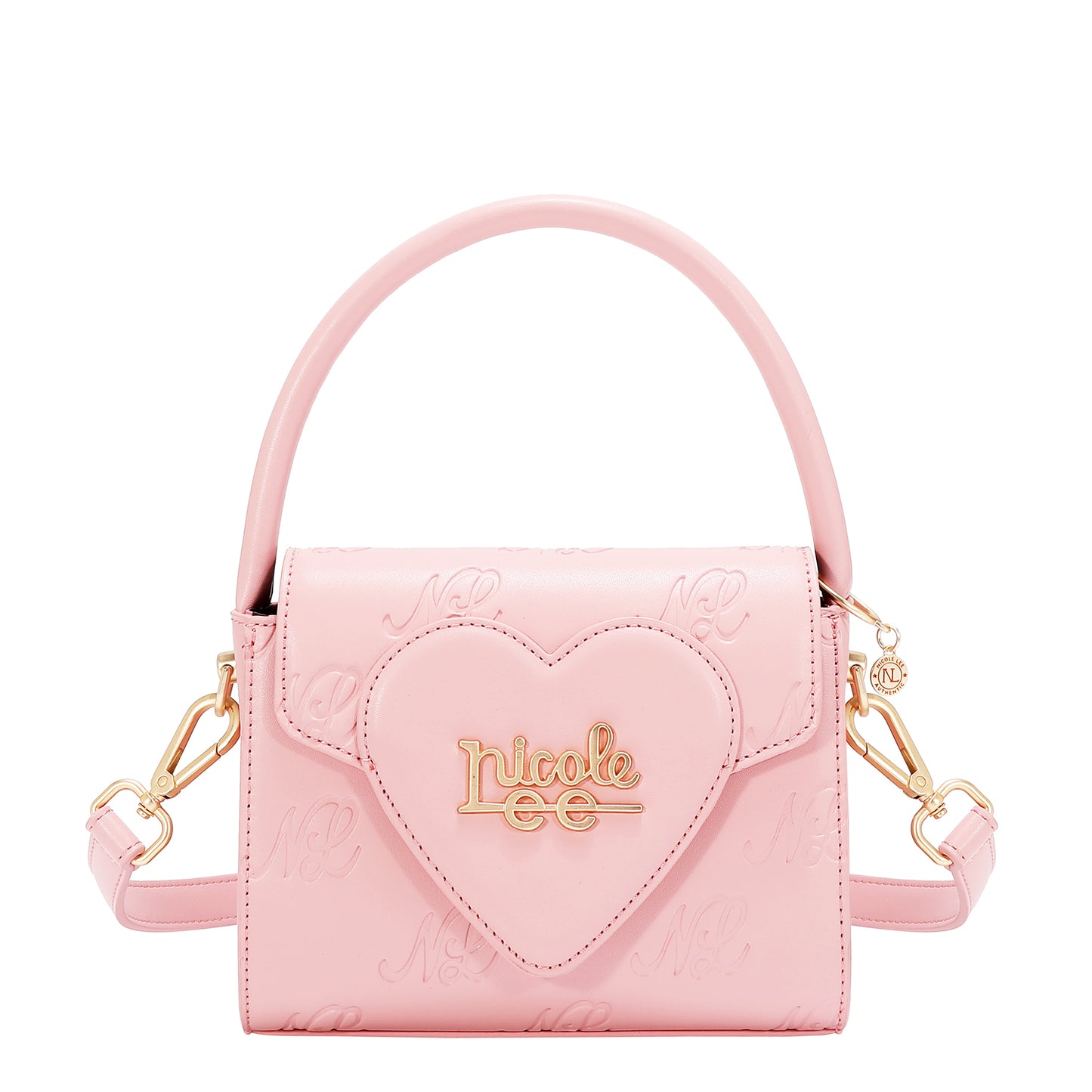 EMBOSSED NL CURVE SMALL TOP HANDLE BAG - EMB17670 BLACK/ SILVER / PINK / TAUPE