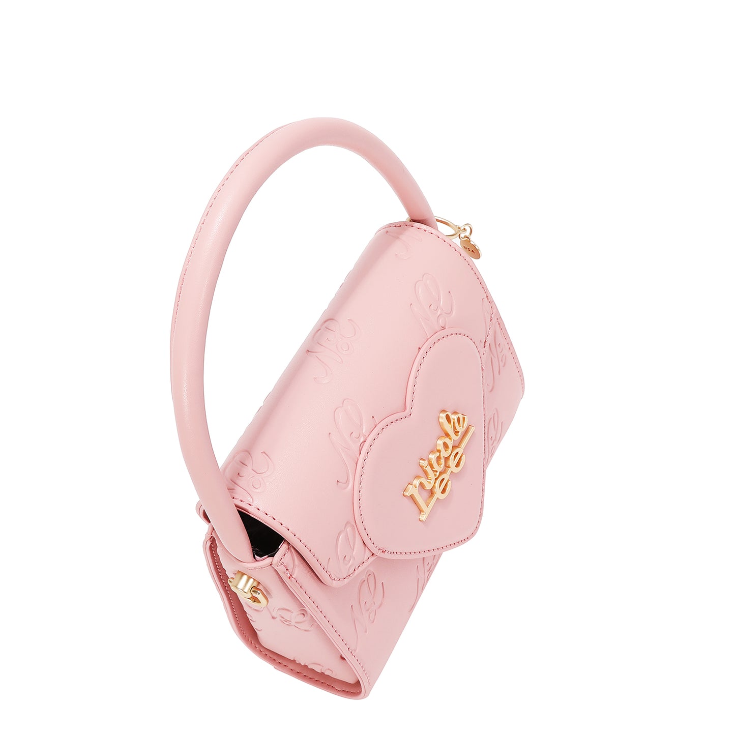 EMBOSSED NL CURVE SMALL TOP HANDLE BAG - EMB17670 BLACK/ SILVER / PINK / TAUPE