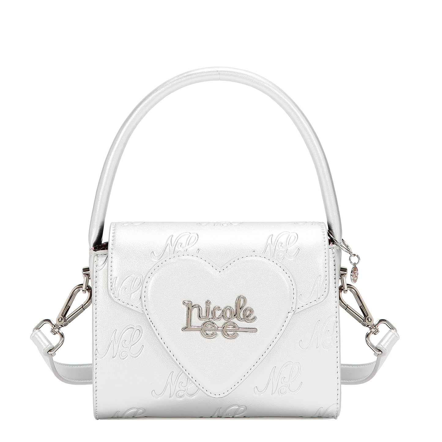 EMBOSSED NL CURVE SMALL TOP HANDLE BAG - EMB17670 BLACK/ SILVER / PINK / TAUPE