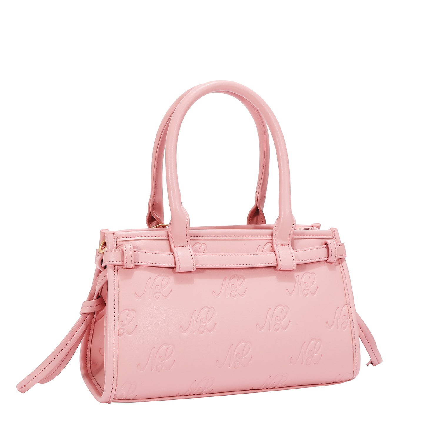 EMBOSSED NL CURVE SMALL TOTE BAG -  EMB17671 BLACK / PINK / TAUPE/ SILVER