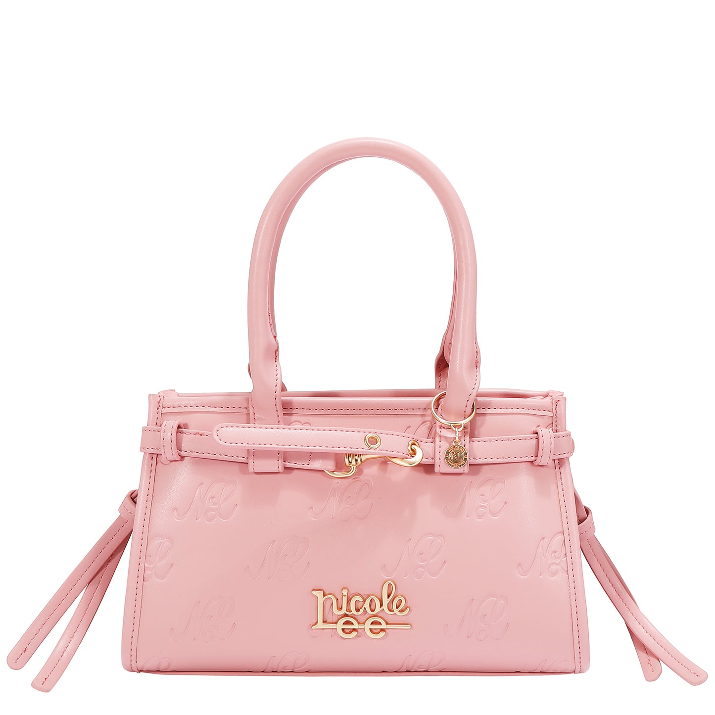 EMBOSSED NL CURVE SMALL TOTE BAG -  EMB17671 BLACK / PINK / TAUPE/ SILVER
