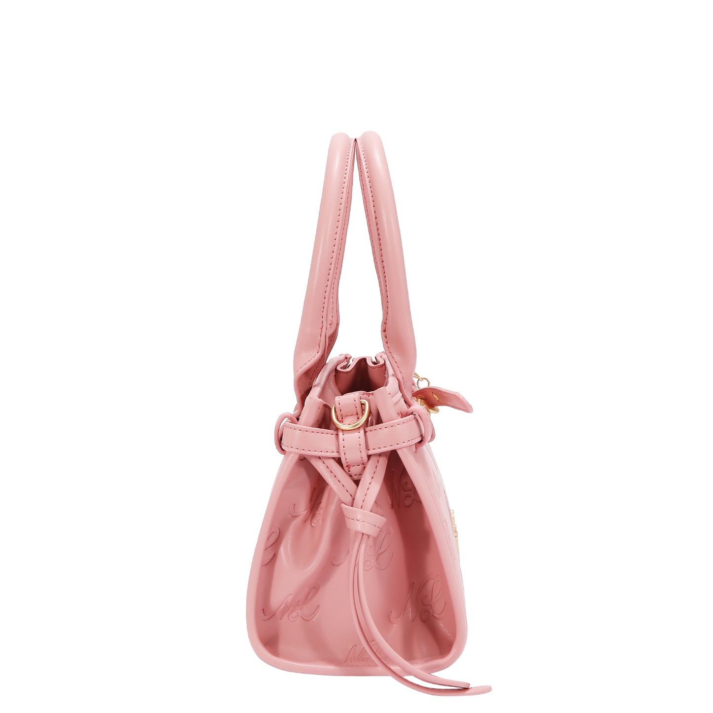 EMBOSSED NL CURVE SMALL TOTE BAG -  EMB17671 BLACK / PINK / TAUPE/ SILVER