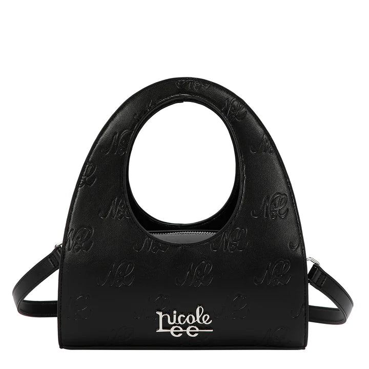 EMBOSSED NL CURVE HANDBAG -  EMB17673 BLACK