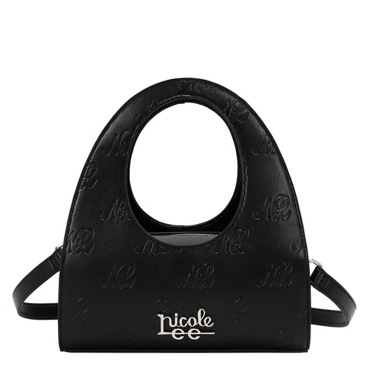 EMBOSSED NL CURVE HANDBAG -  EMB17673 BLACK