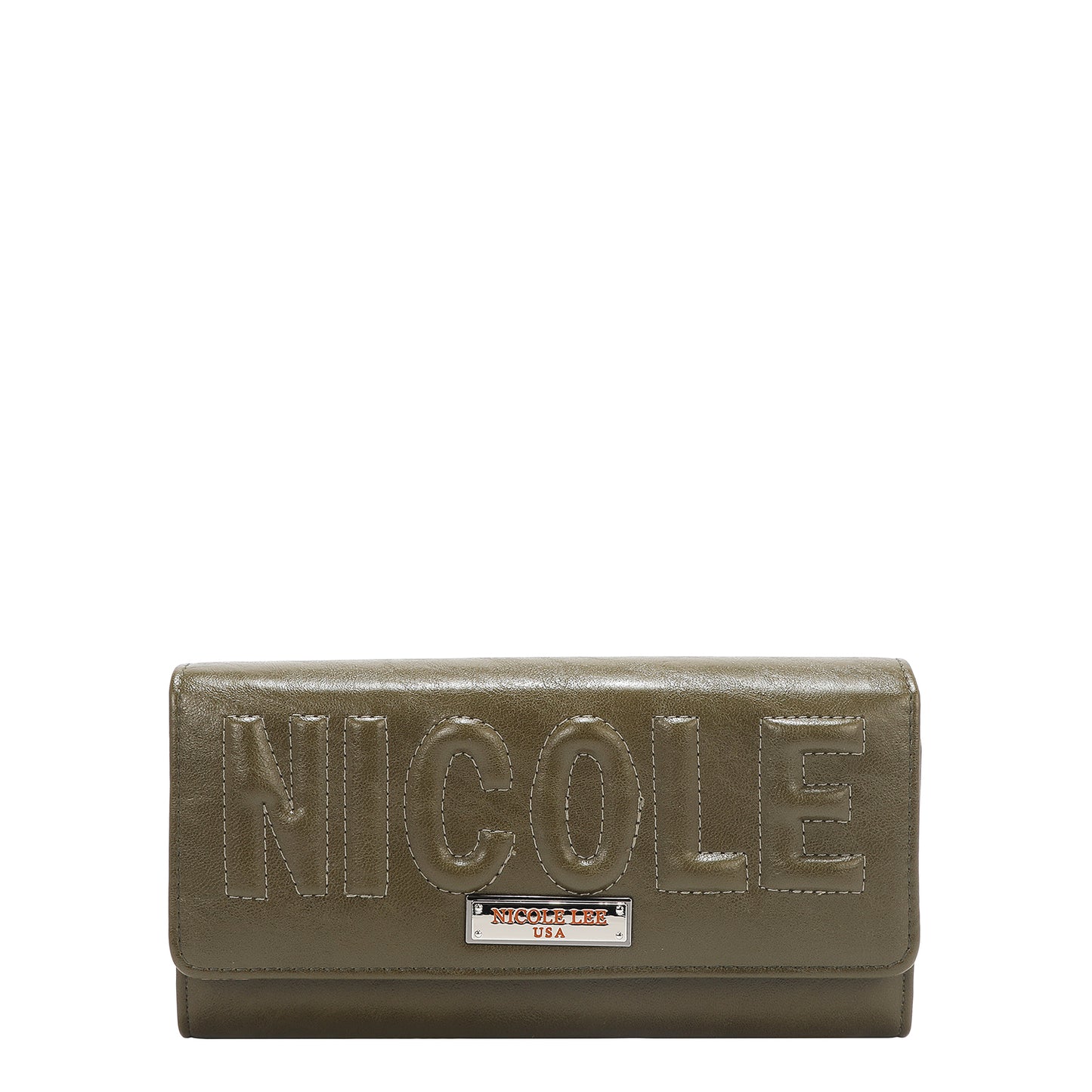 EMBOSSED LOGO TRIFOLD WALLET - EMB7973 BROWN / OLIVE / WINE