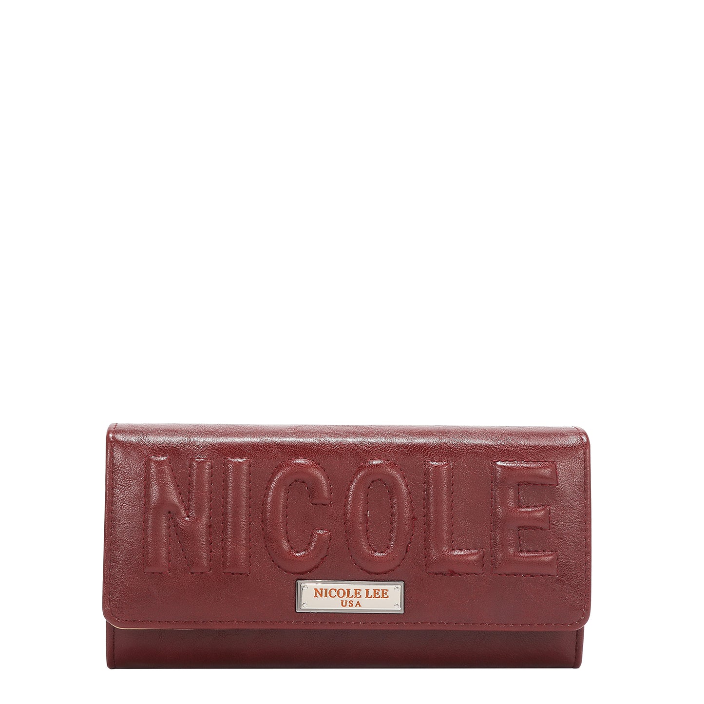 EMBOSSED LOGO TRIFOLD WALLET - EMB7973 BROWN / OLIVE / WINE