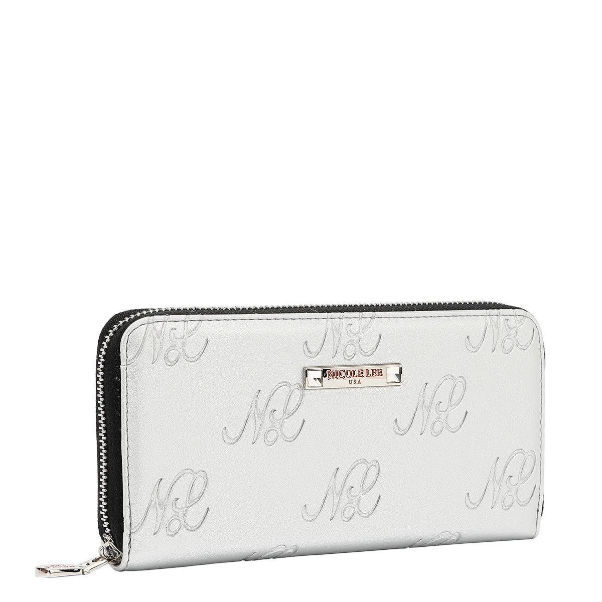 EMBOSSED NL CURVE WALLET -  EMB8035 TAUPE / PINK / BLACK / SILVER