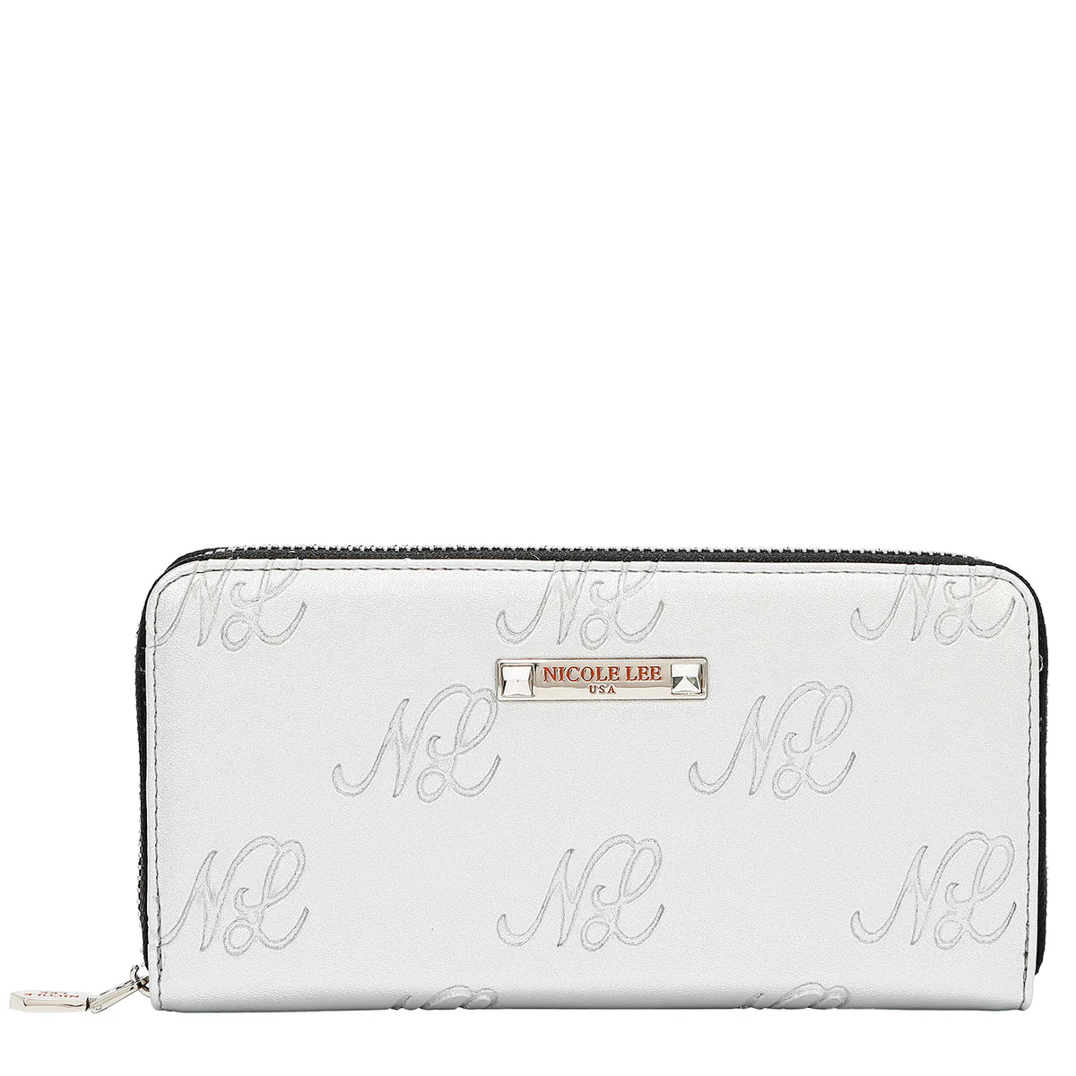 EMBOSSED NL CURVE WALLET -  EMB8035 TAUPE / PINK / BLACK / SILVER