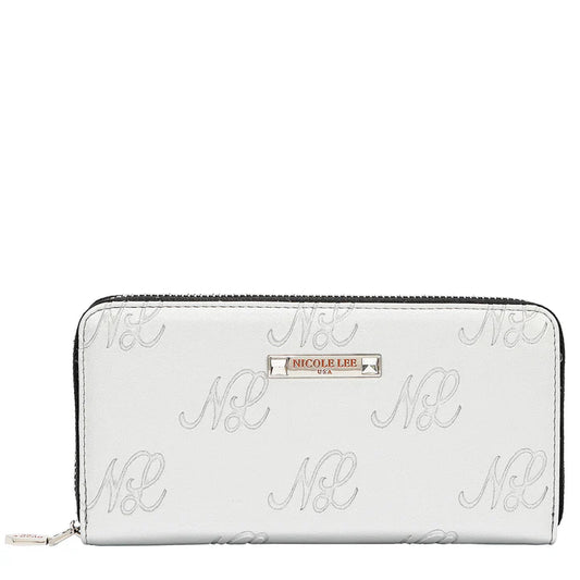 EMBOSSED NL CURVE WALLET - EMB8035 SILVER