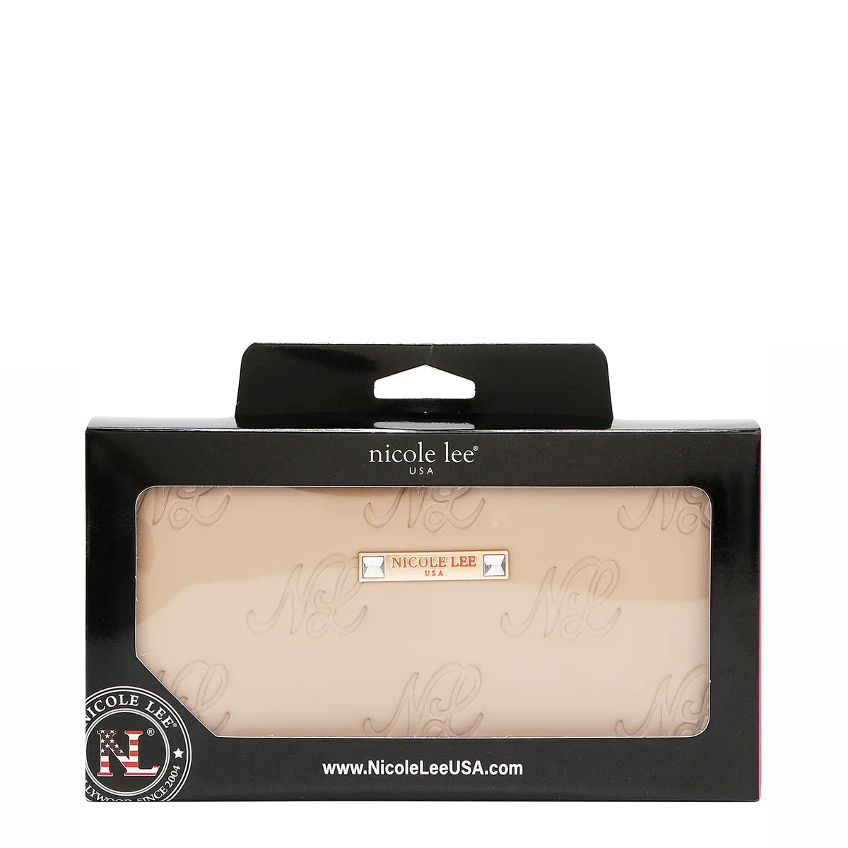 EMBOSSED NL CURVE WALLET -  EMB8035 TAUPE / PINK / BLACK / SILVER