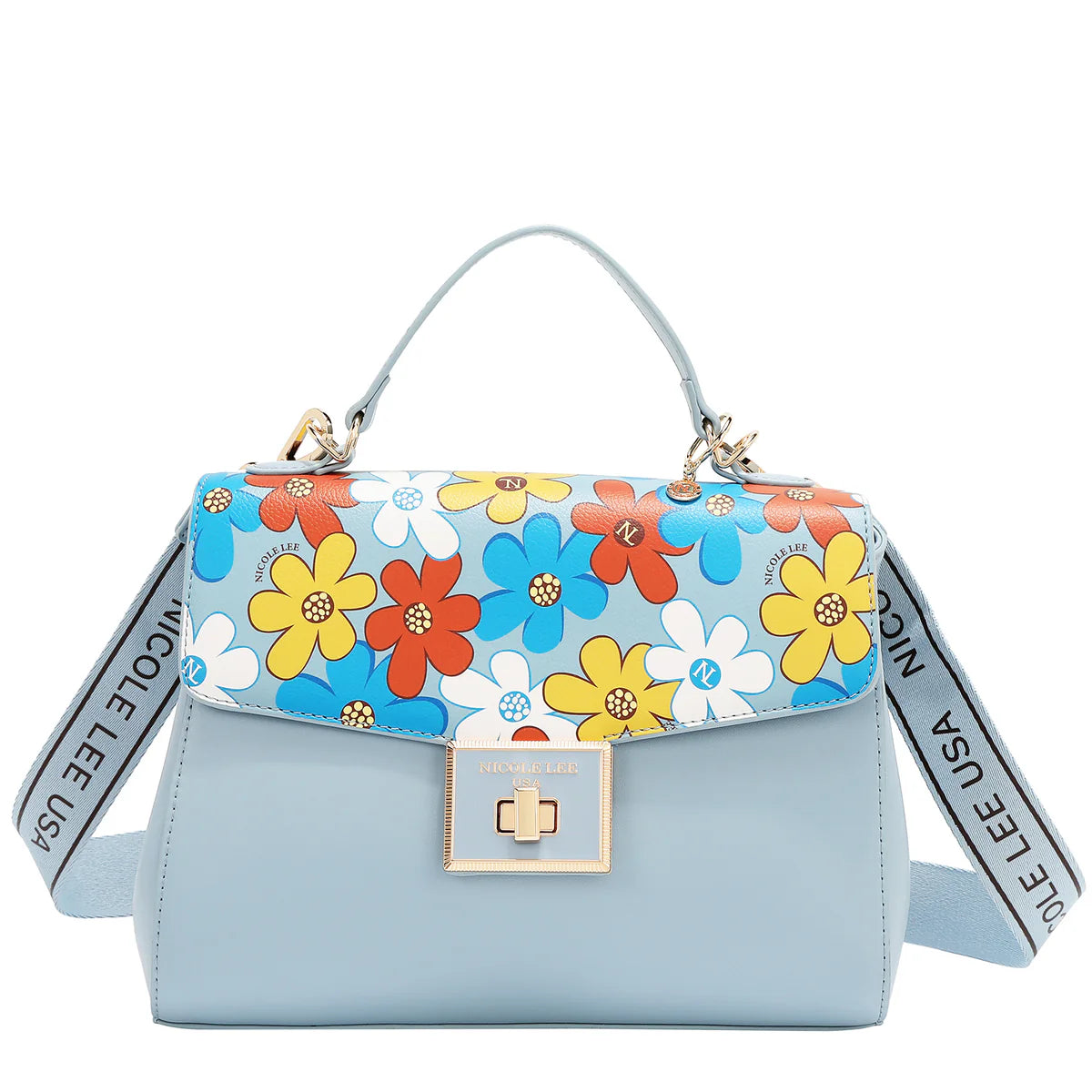 FLORAL POP HANDBAG - FLO17472 PINK / BLUE / GREEN / TAUPE