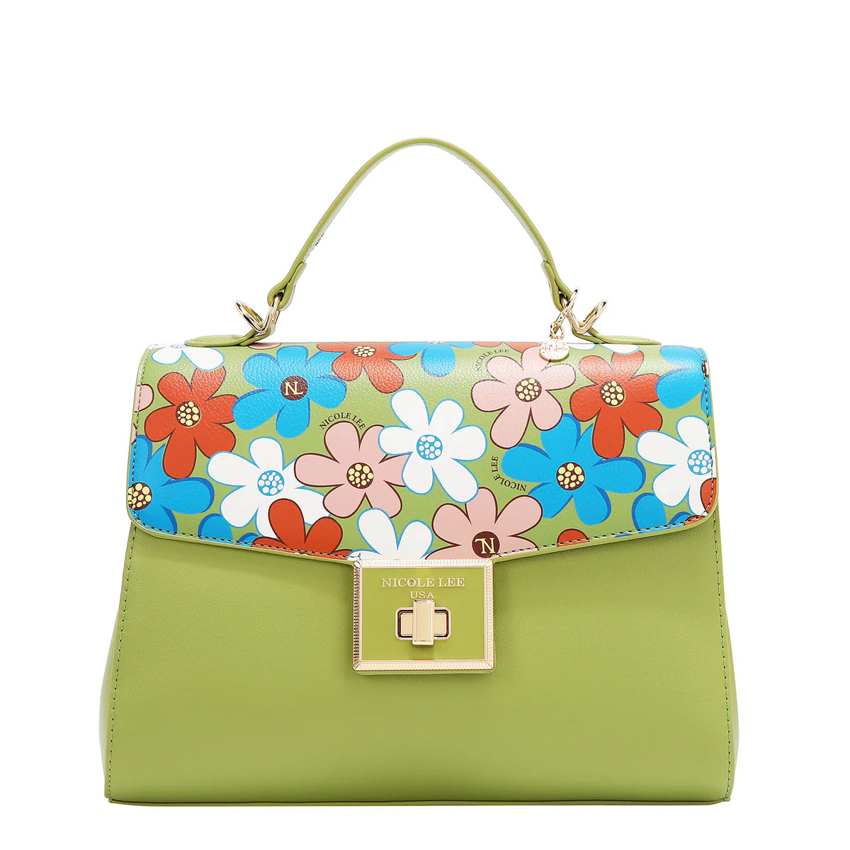 FLORAL POP HANDBAG - FLO17472 PINK / BLUE / GREEN / TAUPE