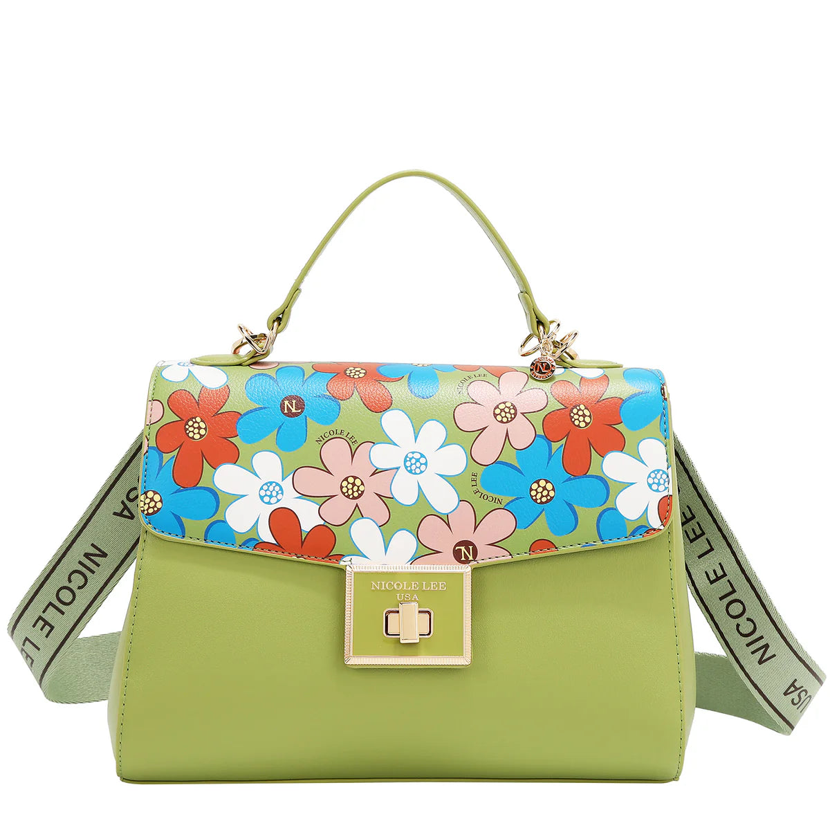 FLORAL POP HANDBAG - FLO17472 PINK / BLUE / GREEN / TAUPE