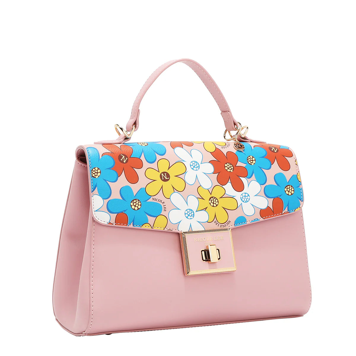 FLORAL POP HANDBAG - FLO17472 PINK / BLUE / GREEN / TAUPE