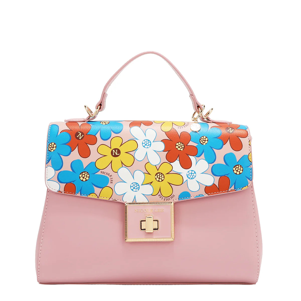 FLORAL POP HANDBAG - FLO17472 PINK / BLUE / GREEN / TAUPE