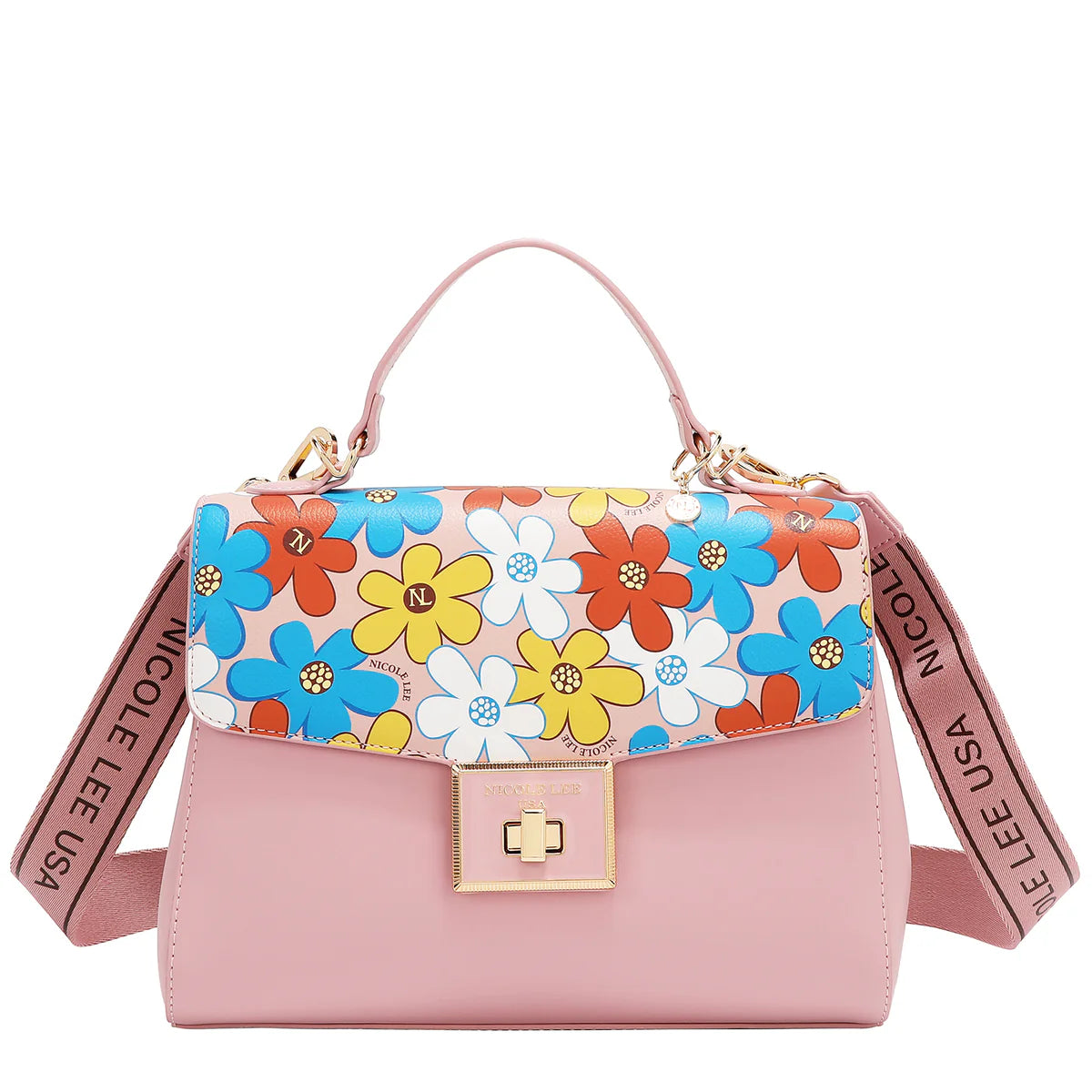 FLORAL POP HANDBAG - FLO17472 PINK / BLUE / GREEN / TAUPE