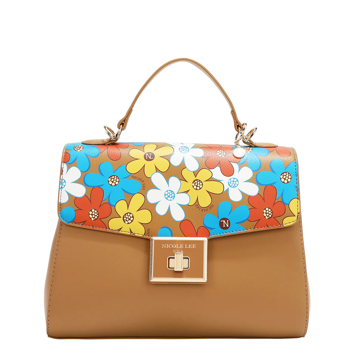 FLORAL POP HANDBAG - FLO17472 PINK / BLUE / GREEN / TAUPE