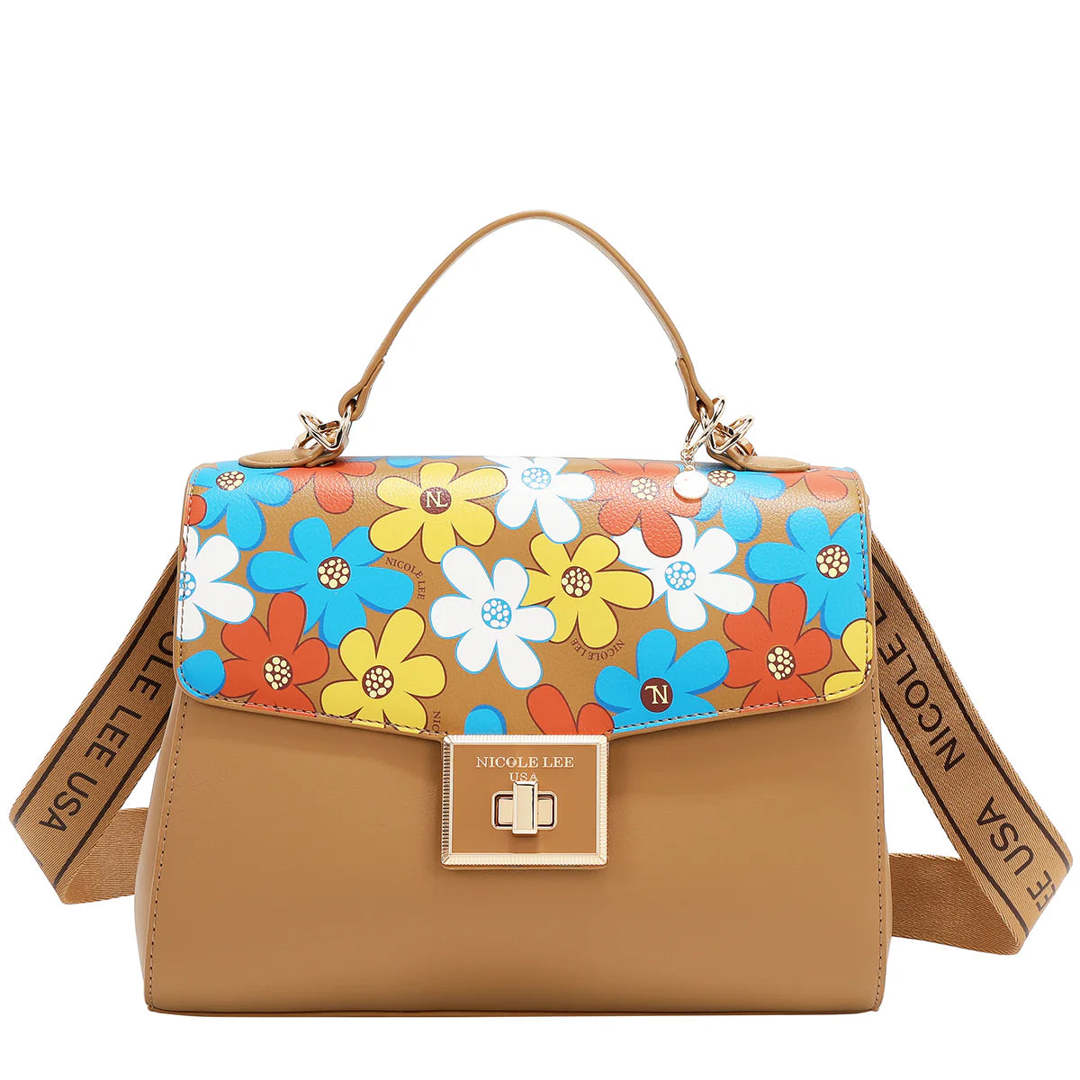 FLORAL POP HANDBAG - FLO17472 PINK / BLUE / GREEN / TAUPE