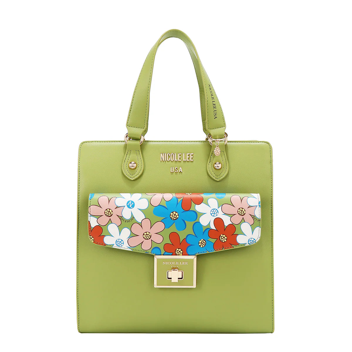 FLORAL POP TOTE BAG - FLO17473 BLACK / BLUE / GREEN / PINK / TAUPE