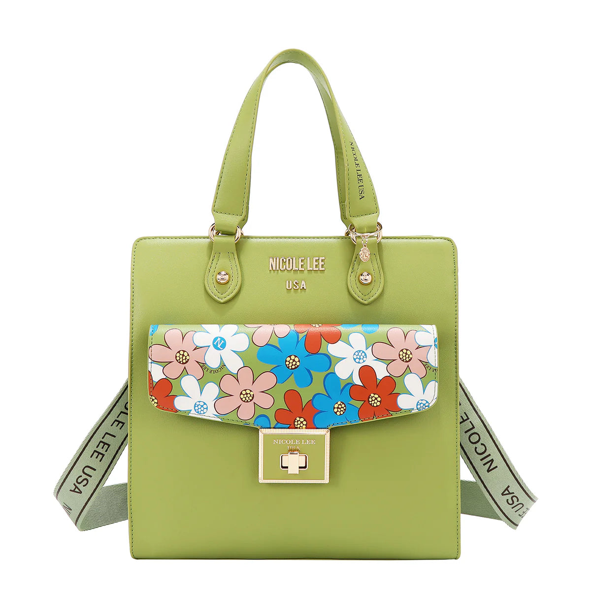 FLORAL POP TOTE BAG - FLO17473 BLACK / BLUE / GREEN / PINK / TAUPE