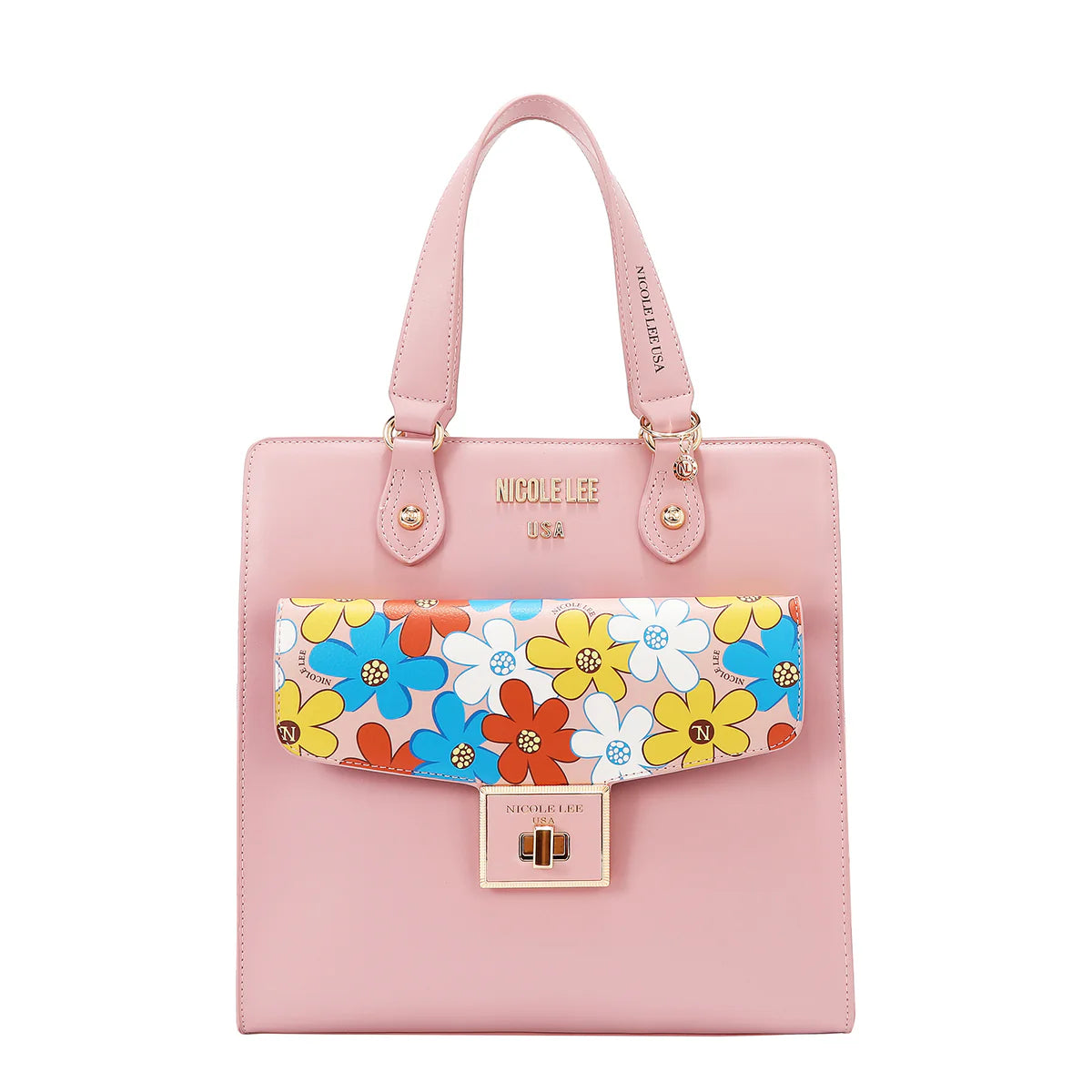 FLORAL POP TOTE BAG - FLO17473 BLACK / BLUE / GREEN / PINK / TAUPE