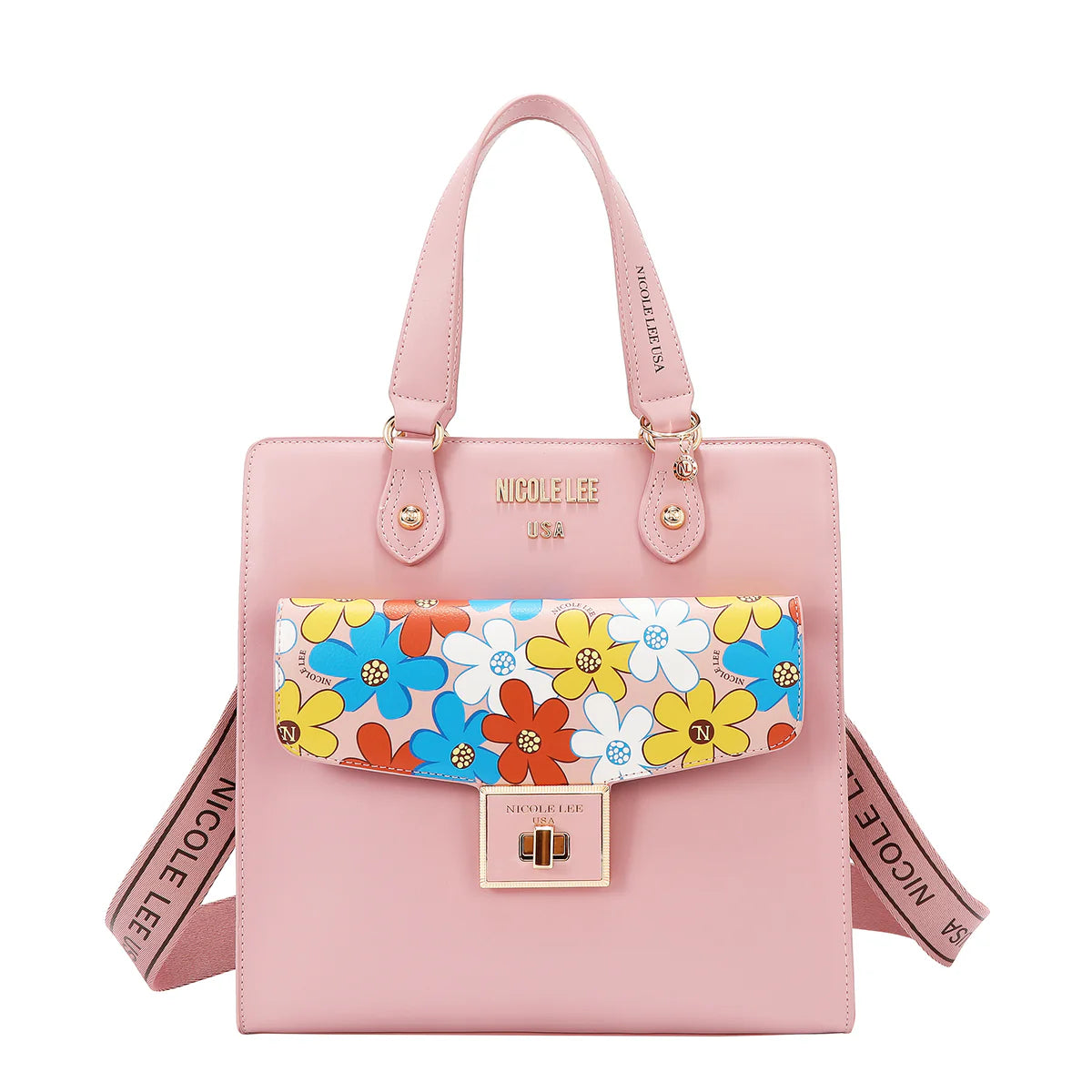 FLORAL POP TOTE BAG - FLO17473 BLACK / BLUE / GREEN / PINK / TAUPE
