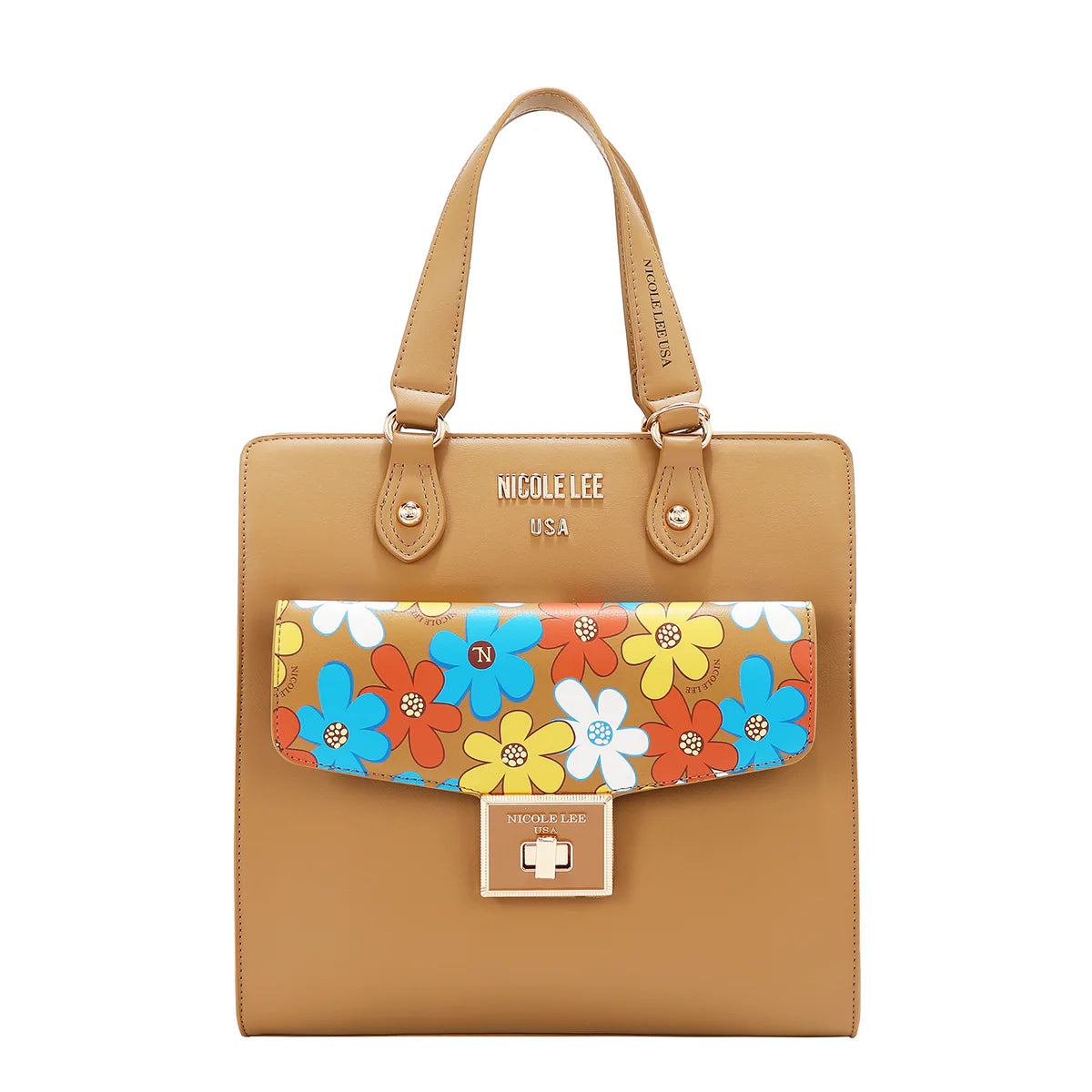 FLORAL POP TOTE BAG - FLO17473 BLACK / BLUE / GREEN / PINK / TAUPE