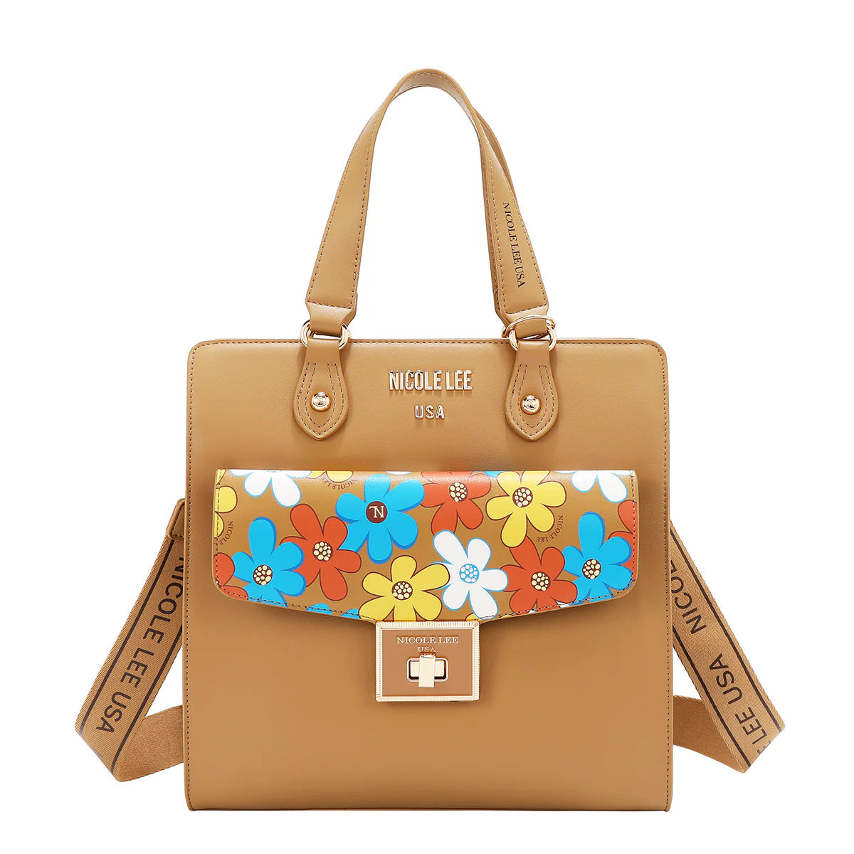 FLORAL POP TOTE BAG - FLO17473 BLACK / BLUE / GREEN / PINK / TAUPE