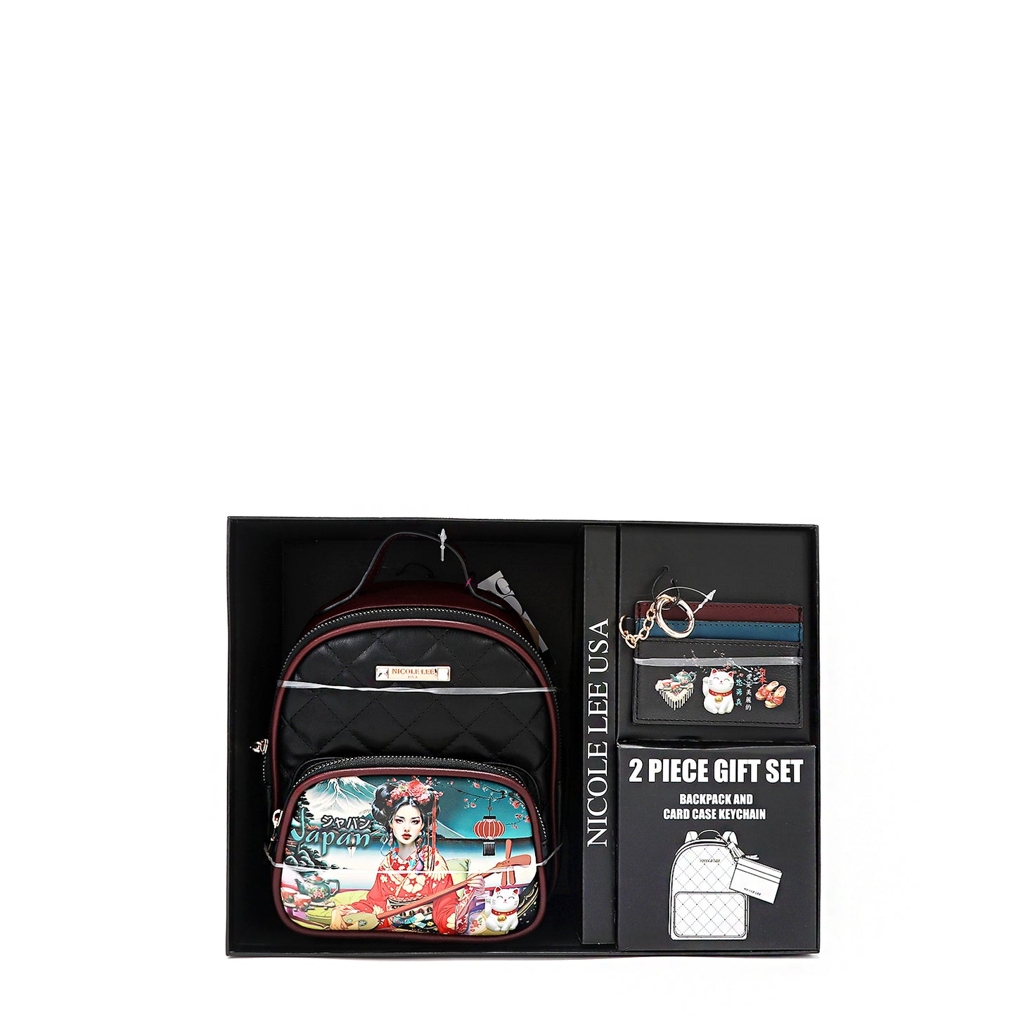 2 PIECE GIFT SET (Mini Backpack + Card Holder) - GSET17120 HOLLYWOOD DRIVE / BLIND DATE /  AKIKO LA BELLEZA /  LADIES NIGHT OUT /  FAMILY YEARBOOK /