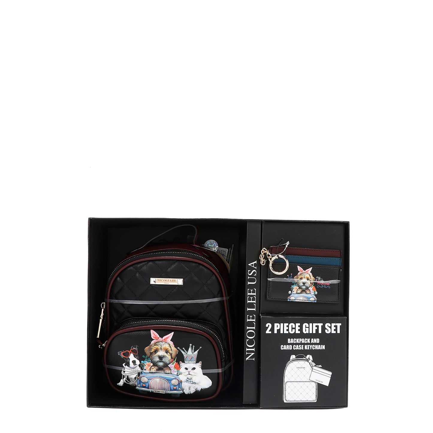 2 PIECE GIFT SET (Mini Backpack + Card Holder) - GSET17120 HOLLYWOOD DRIVE / BLIND DATE /  AKIKO LA BELLEZA /  LADIES NIGHT OUT /  FAMILY YEARBOOK /