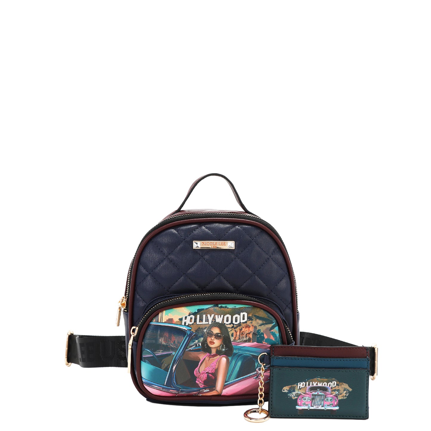 2 PIECE GIFT SET (Mini Backpack + Card Holder) - GSET17120 HOLLYWOOD DRIVE / BLIND DATE /  AKIKO LA BELLEZA /  LADIES NIGHT OUT /  FAMILY YEARBOOK /