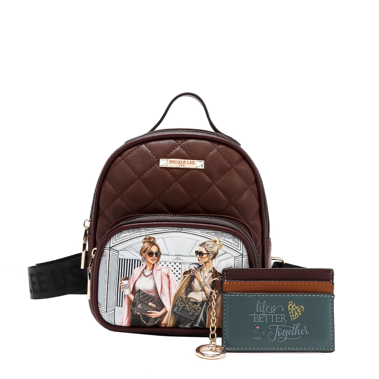 2 PIECE GIFT SET (Mini Backpack + Card Holder) - GSET17120 HOLLYWOOD DRIVE / BLIND DATE /  AKIKO LA BELLEZA /  LADIES NIGHT OUT /  FAMILY YEARBOOK /