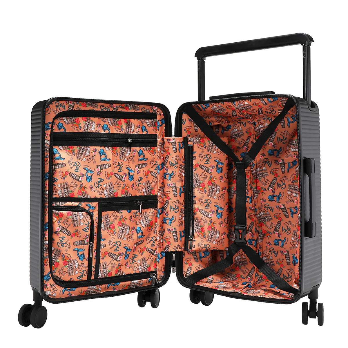 20" RIBBED CARRY-ON SUITCASE - HC3020 DREAM COMES TRUE / HOLLYWOOD DRIVE / BLIND DATE / AKIKO LA BELLEZA / LADIES NIGHT OUT / FAMILY YEARBOOK / MARTHA TRAAVEL ITALY / VIOLET BLOSSOM / NAIL POLISH / SUN AND SAND / QUEEN CLEOPATRA