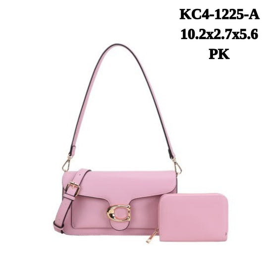 KC4-1225 Faux Leather Shoulder Crossbody Bag Wallet Set