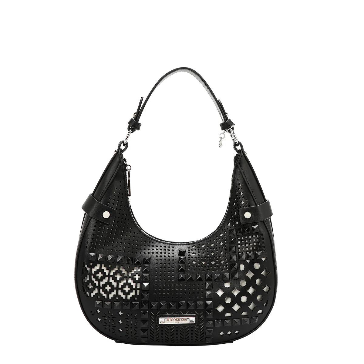 GEOMETRIC CUTOUT SHOULDER BAG - LSR17404 PINK / BLACK / CAMEL