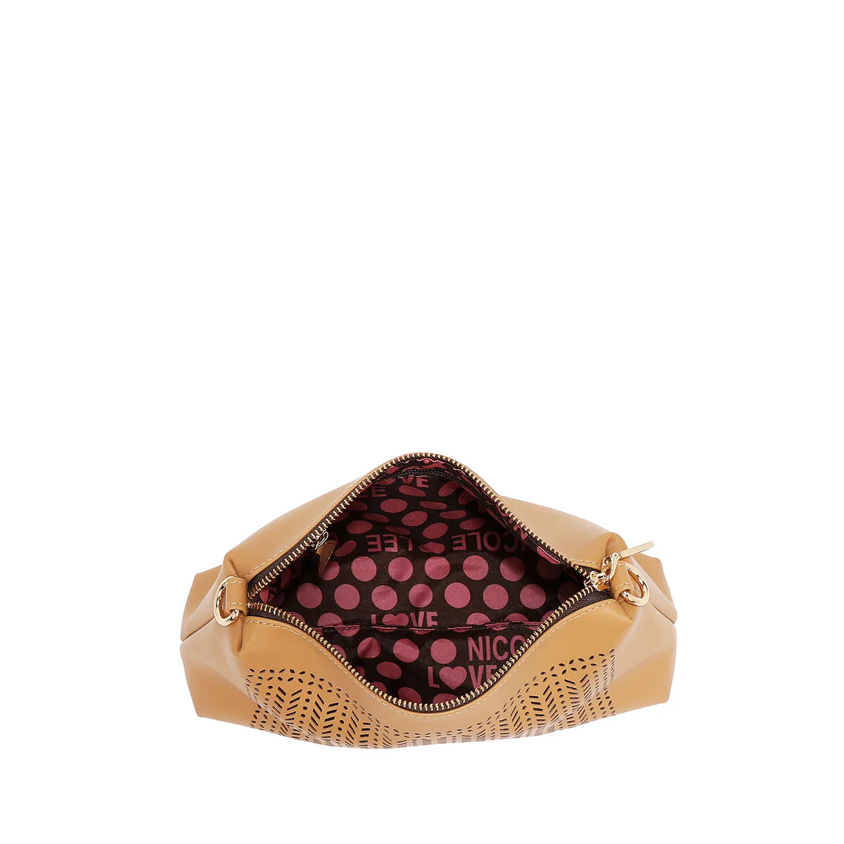 GEOMETRIC CUTOUT 2 PIECE TOTE BAG - LSR17405 CAMEL / BLACK / PINK