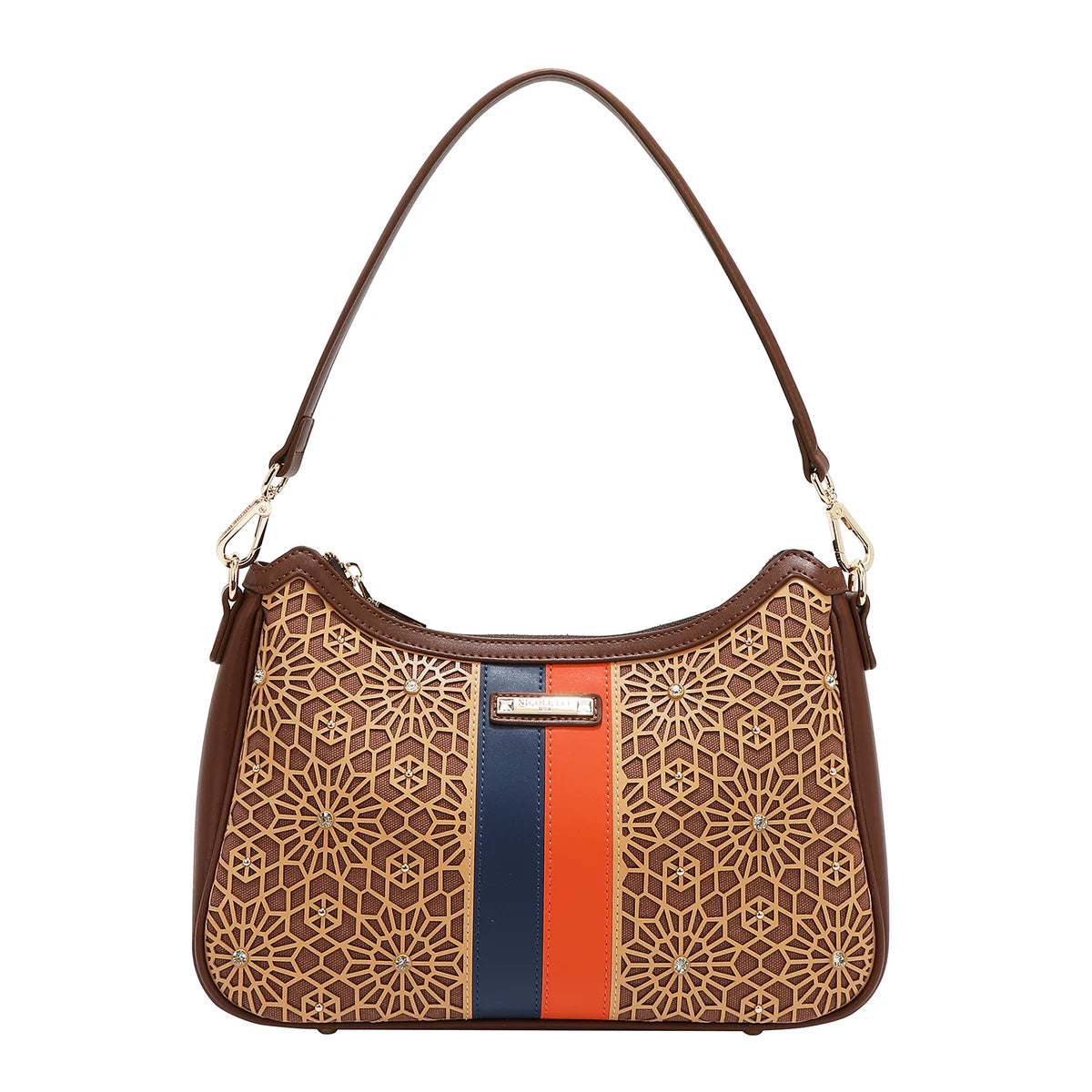 GEOMETRIC LASER CUT SHOULDER BAG - SLR17440 CHOCO