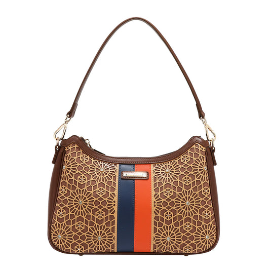 GEOMETRIC LASER CUT SHOULDER BAG - SLR17440 CHOCO