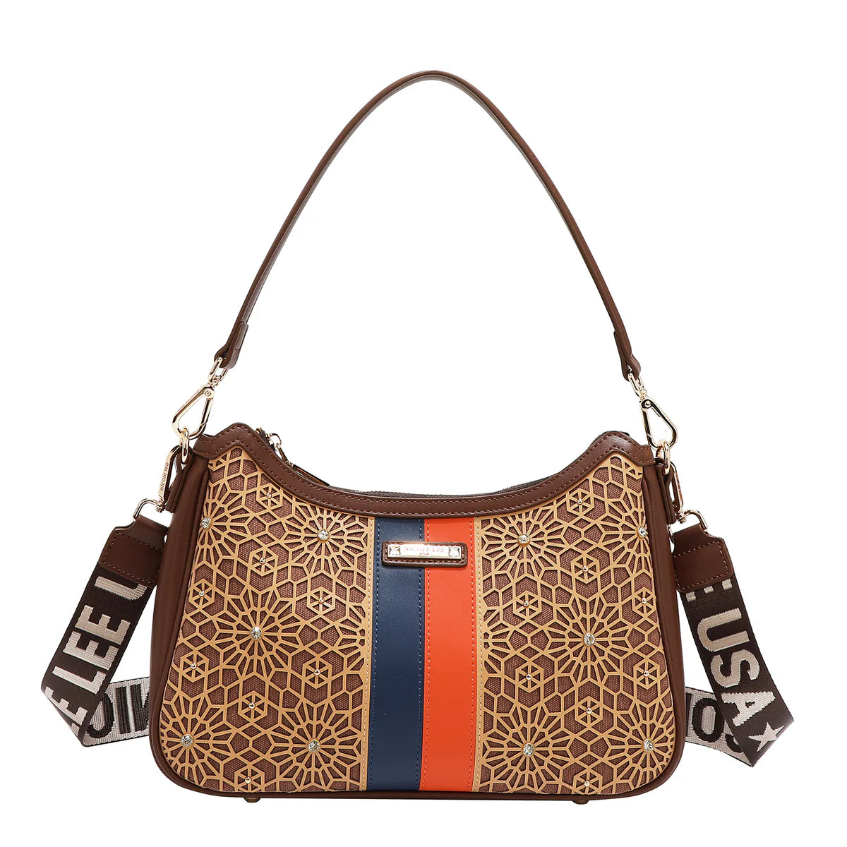 GEOMETRIC LASER CUT SHOULDER BAG - SLR17440 CHOCO