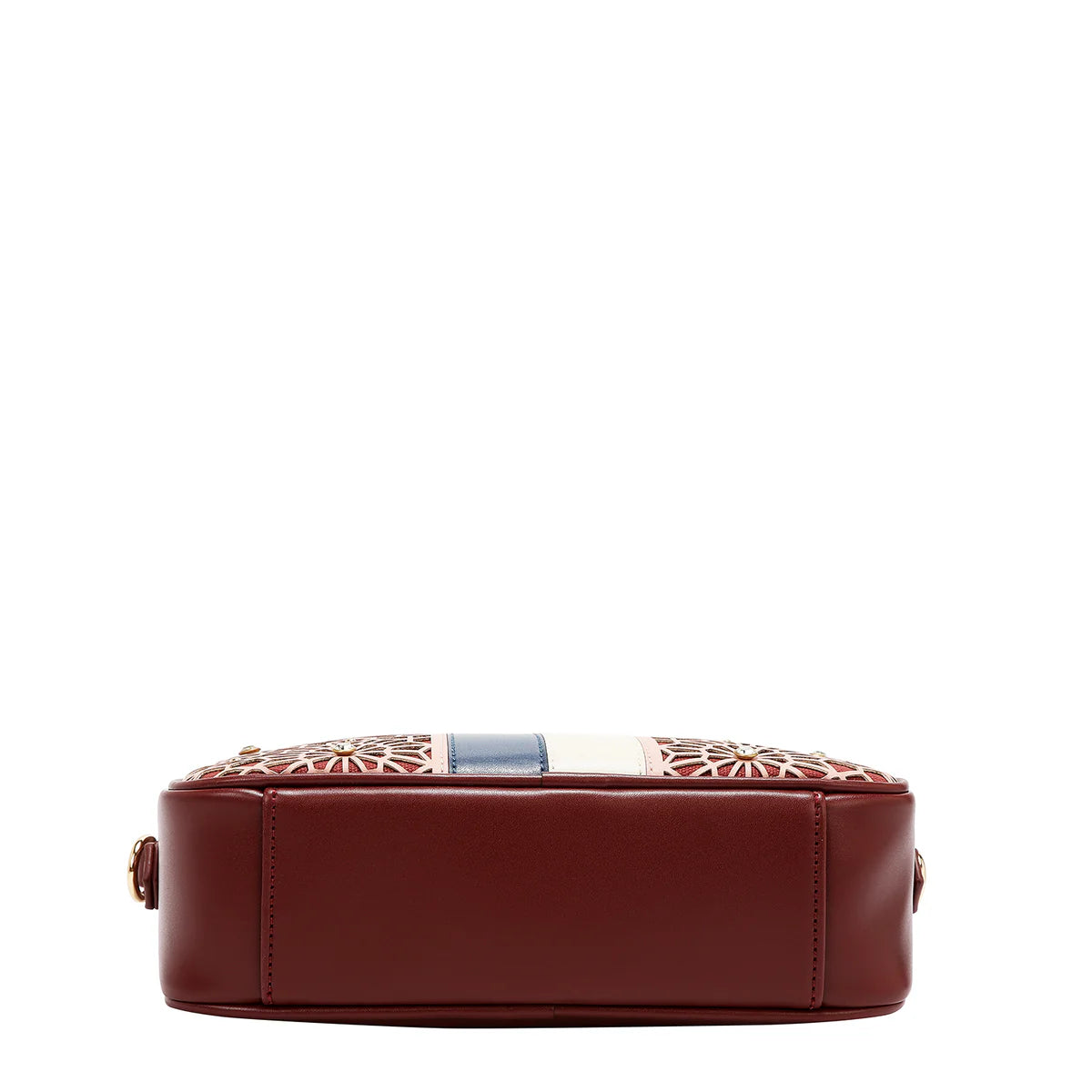 GEOMETRIC LASER CUT CROSSBODY BAG - LSR17441 BLACK / CHOCO / WINE
