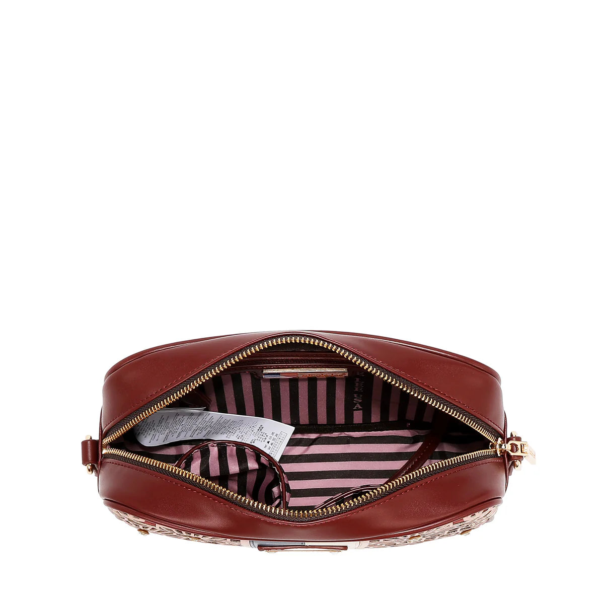 GEOMETRIC LASER CUT CROSSBODY BAG - LSR17441 BLACK / CHOCO / WINE