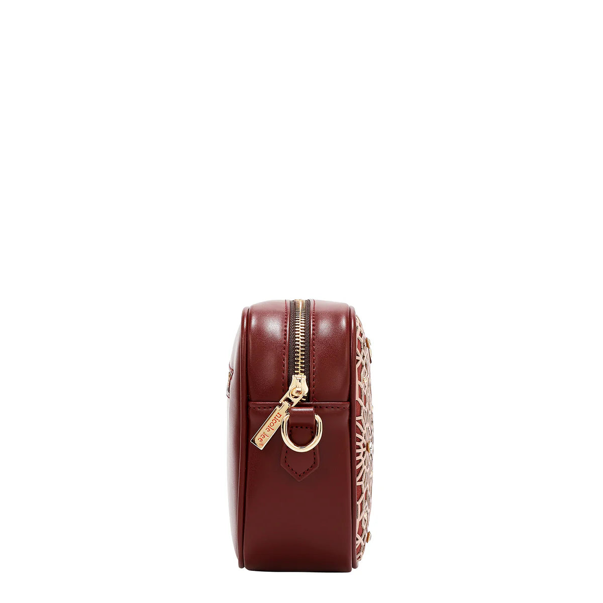 GEOMETRIC LASER CUT CROSSBODY BAG - LSR17441 BLACK / CHOCO / WINE