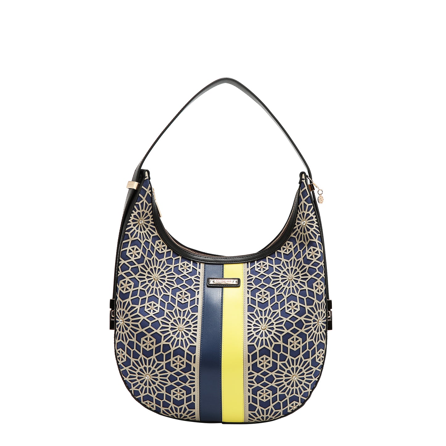 GEOMETRIC LASER CUT HOBO BAG - LSR17444 WINE / CHOCO / BLACK