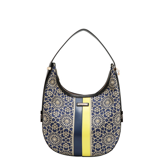 GEOMETRIC LASER CUT HOBO BAG - LSR17444 WINE / CHOCO / BLACK