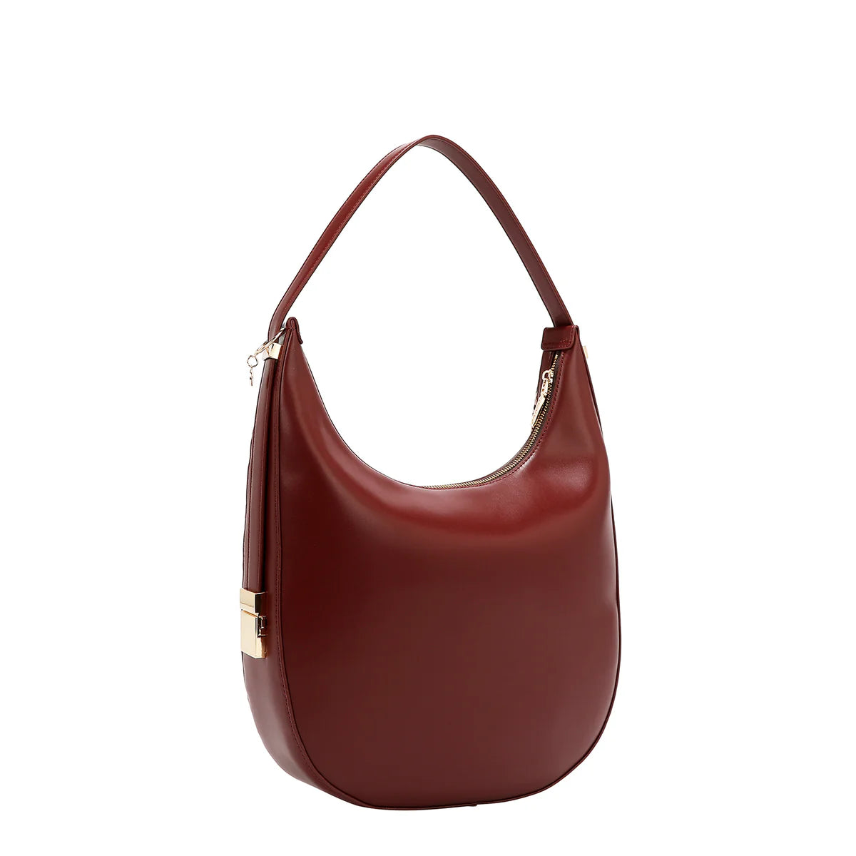 GEOMETRIC LASER CUT HOBO BAG -  LSR17444 WINE / CHOCO / BLACK