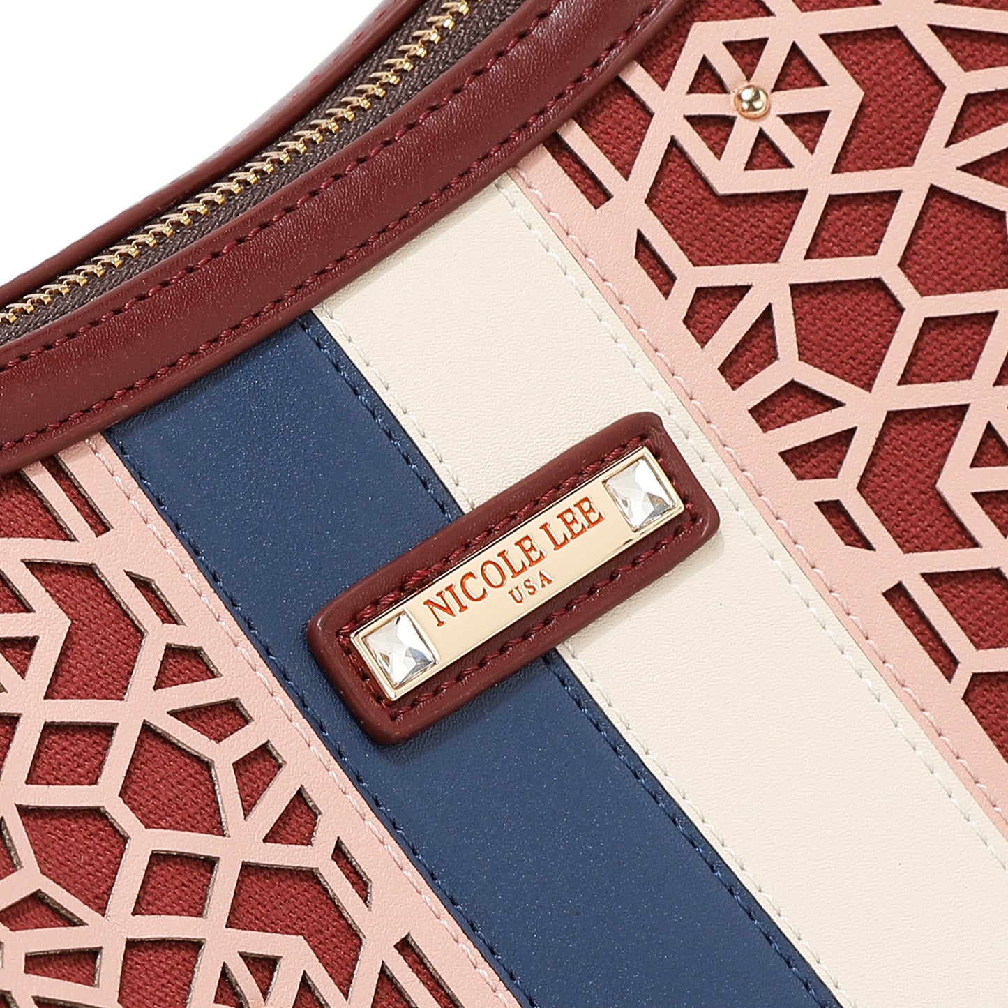GEOMETRIC LASER CUT HOBO BAG - LSR17444 WINE / CHOCO / BLACK