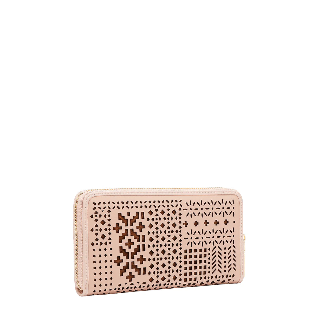 GEOMETRIC CUTOUT WALLET -  LSR7972 CAMEL / WHITE / PINK