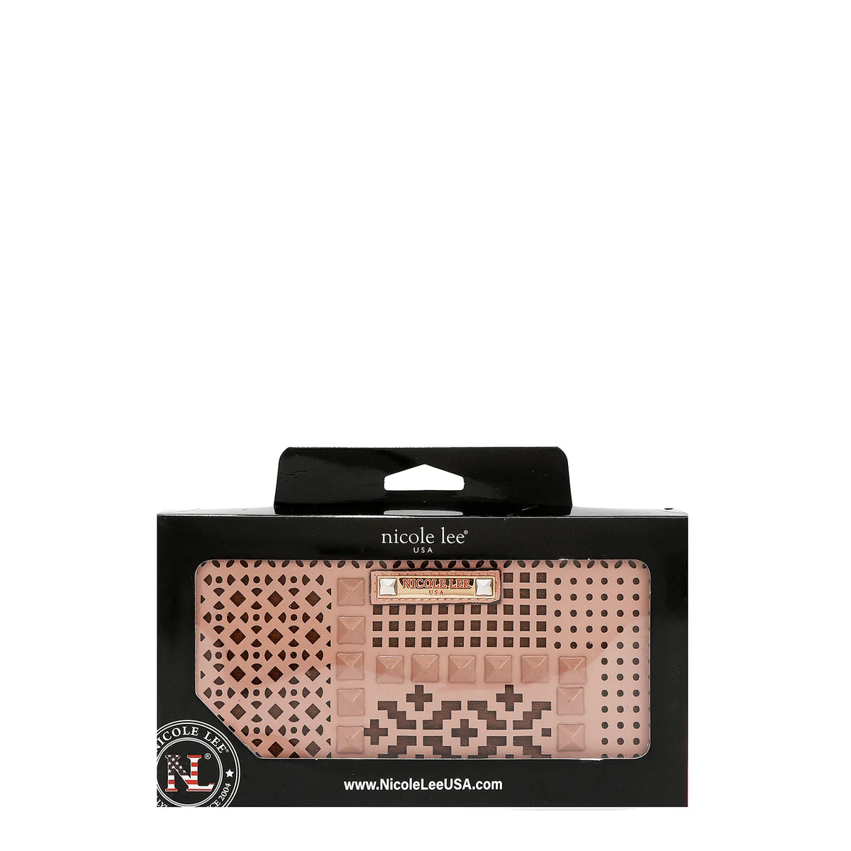 GEOMETRIC CUTOUT WALLET -  LSR7972 CAMEL / WHITE / PINK