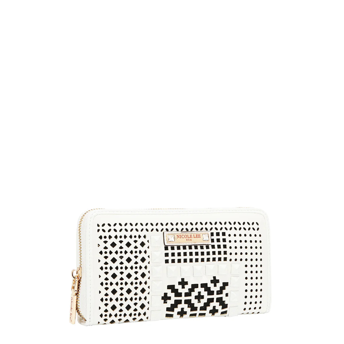GEOMETRIC CUTOUT WALLET -  LSR7972 CAMEL / WHITE / PINK