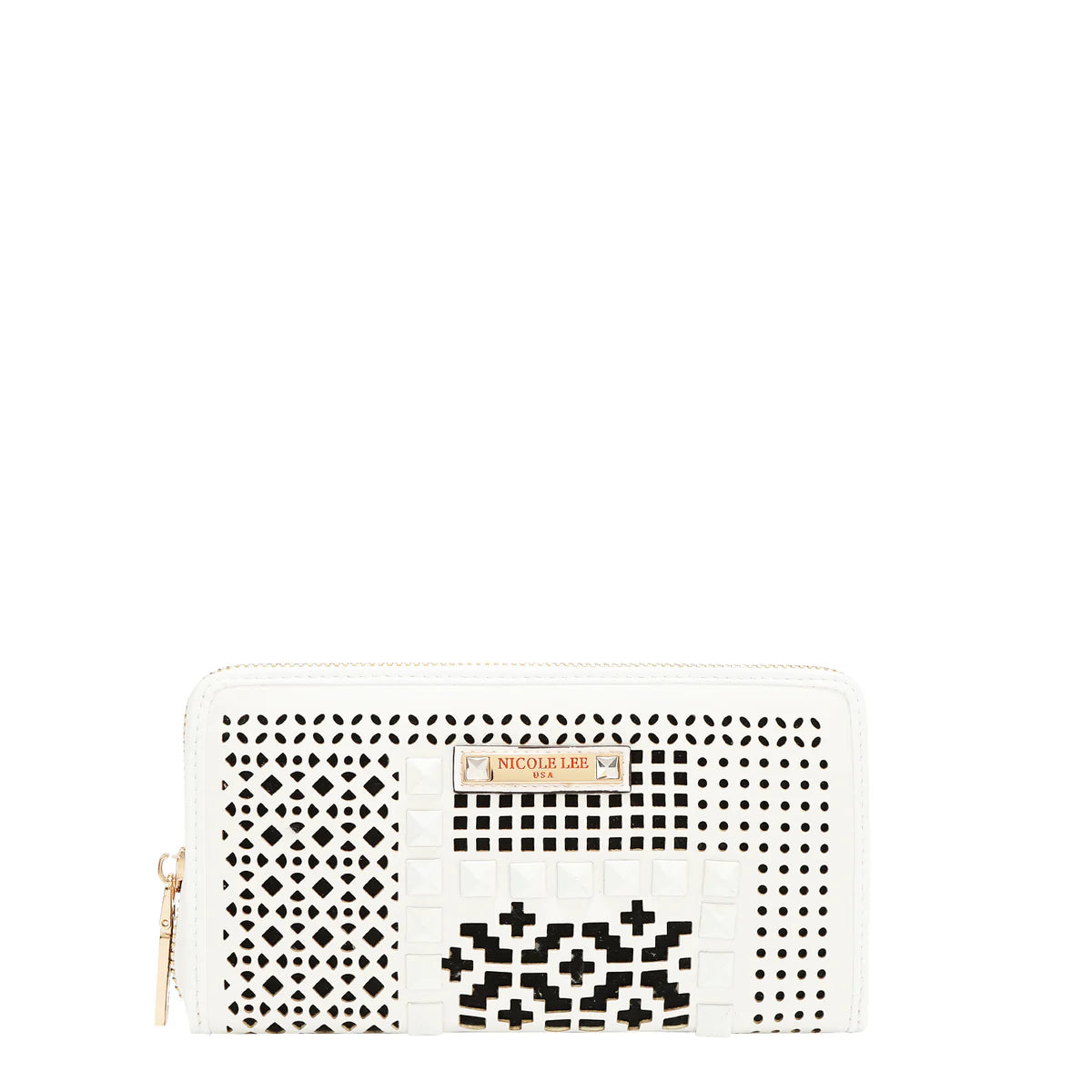 GEOMETRIC CUTOUT WALLET -  LSR7972 CAMEL / WHITE / PINK